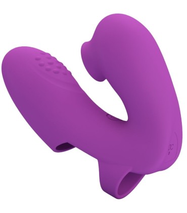 PRETTY LOVE ATHENA VIBRADOR DE DEDO CON ESTIMULADOR CLITORIS MORADO