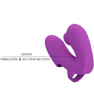 PRETTY LOVE ATHENA VIBRADOR DE DEDO CON ESTIMULADOR CLITORIS MORADO