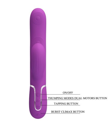 PRETTY LOVE PERLITA VIBRADOR RABBIT MULTIFUNCION 3 EN 1 MORADO