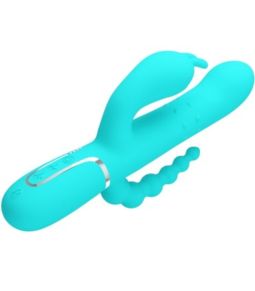 PRETTY LOVE CAMMY TRIPLE VIBRADOR RABBIT MULTIFUNCION 4 EN 1 AZUL
