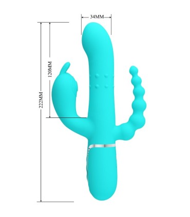 PRETTY LOVE CAMMY TRIPLE VIBRADOR RABBIT MULTIFUNCION 4 EN 1 AZUL