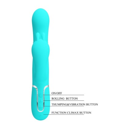 PRETTY LOVE CAMMY TRIPLE VIBRADOR RABBIT MULTIFUNCION 4 EN 1 AZUL