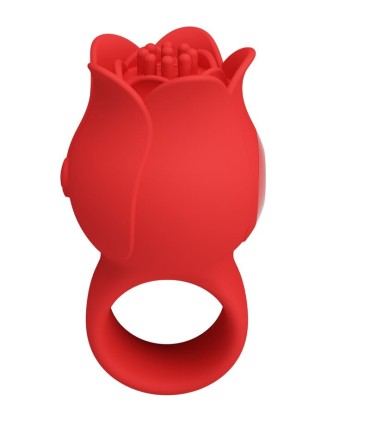 PRETTY LOVE JAE VIBRADOR DE DEDO FORMA DE ROSA 10 VIBRACIONES ROJO