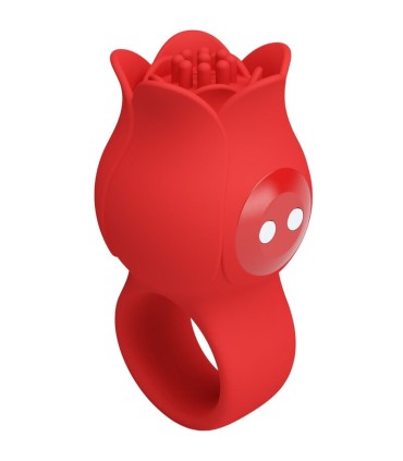 PRETTY LOVE JAE VIBRADOR DE DEDO FORMA DE ROSA 10 VIBRACIONES ROJO