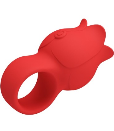 PRETTY LOVE JAE VIBRADOR DE DEDO FORMA DE ROSA 10 VIBRACIONES ROJO