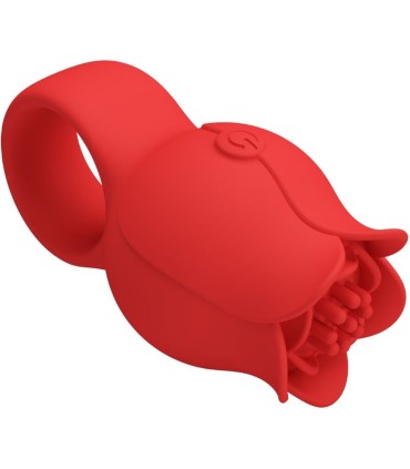 PRETTY LOVE JAE VIBRADOR DE DEDO FORMA DE ROSA 10 VIBRACIONES ROJO