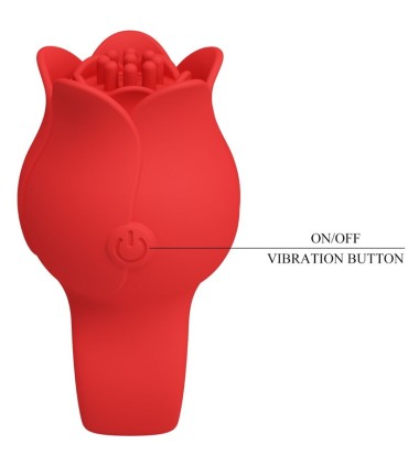 PRETTY LOVE JAE VIBRADOR DE DEDO FORMA DE ROSA 10 VIBRACIONES ROJO