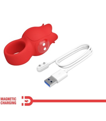 PRETTY LOVE JAE VIBRADOR DE DEDO FORMA DE ROSA 10 VIBRACIONES ROJO