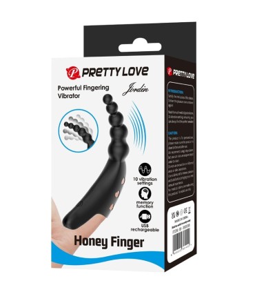 PRETTY LOVE JORDIN VIBRADOR DE DEDO 10 VIBRACIONES NEGRO
