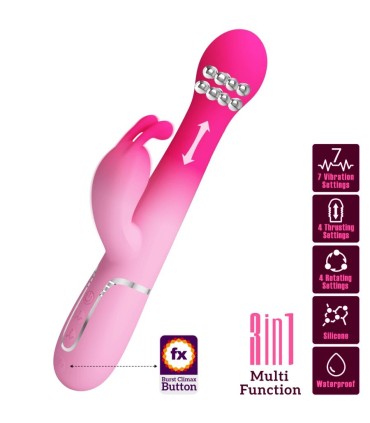 PRETTY LOVE DEJON VIBRADOR RABBIT 3 EN 1 MULTIFUNCION ROSA