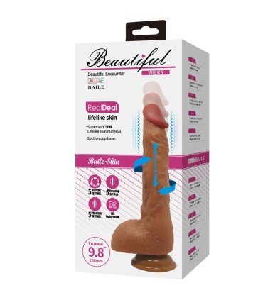 BAILE BEAUTIFUL WILKS VIBRADOR REALISTICO DE 5 CONFIGURACIONES 25 CM MULATO