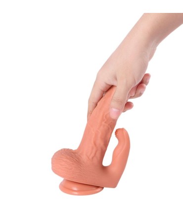 SHEQU HAYDEN DILDO Y ESTIMULADOR DE CLITORIS CON VIBRACION Y CONTROL REMOTO 16 CM
