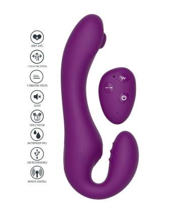 XOCOON STRAPLESS STRAP ON VIBRADOR 2 EN 1 CON CONTROL REMOTO MORADO