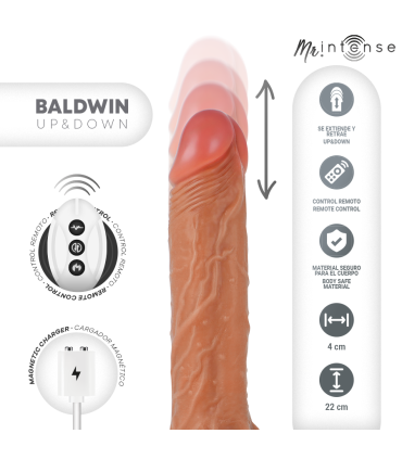 MR INTENSE BALDWIN REALISTICO MULTIFUNCION CON VIBRACION UP AND DOWN CONTROL REMOTO 22 CM O 4 CM