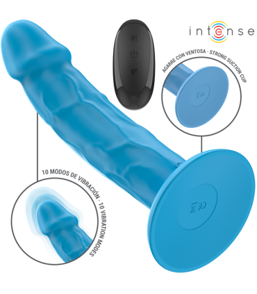 INTENSE PHOEBE VIBRADOR REALISTICO 10 VIBRACIONES AZUL CONTROL REMOTO