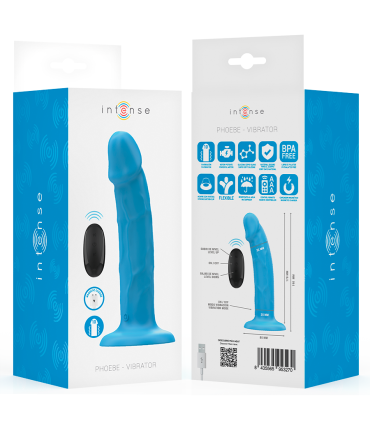 INTENSE PHOEBE VIBRADOR REALISTICO 10 VIBRACIONES AZUL CONTROL REMOTO