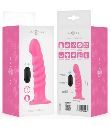 INTENSE CINDY VIBRADOR TALLA L DISENO EN ESPIRAL 10 VIBRACIONES ROSA CONTROL REMOTO