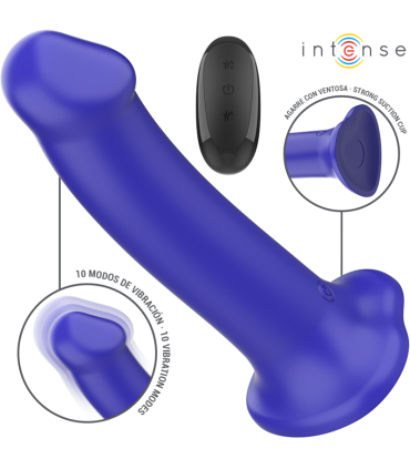 INTENSE VICTORIA VIBRADOR CON VENTOSA 10 VIBRACIONES AZUL OSCURO CONTROL REMOTO