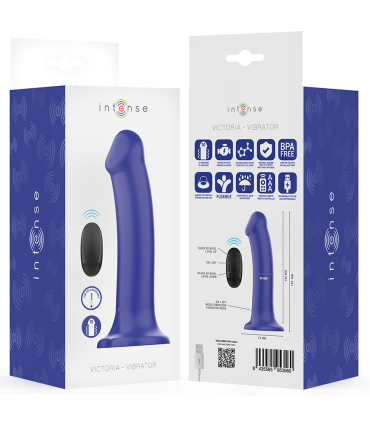 INTENSE VICTORIA VIBRADOR CON VENTOSA 10 VIBRACIONES AZUL OSCURO CONTROL REMOTO