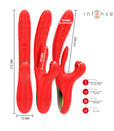 INTENSE ROSALIA VIBRADOR MULTIFUNCION 3 EN 1 ROJO