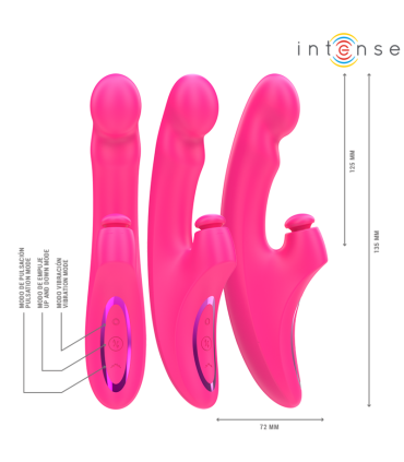 INTENSE EMI VIBRADOR 135 CM MULTIFUNCION 3 EN 1 10 VIBRACIONES ROSA