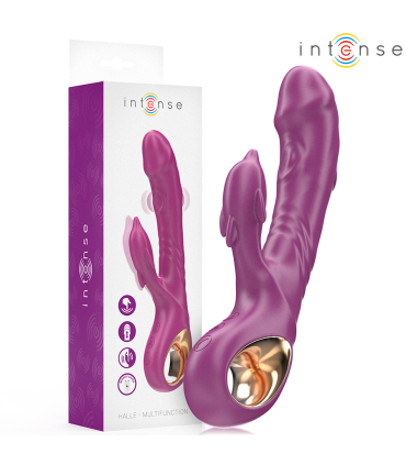 INTENSE HALLE VIBRADOR MULTIFUNCION CON LENGUA ESTIMULADORA EN FORMA DE DELFIN MORADO