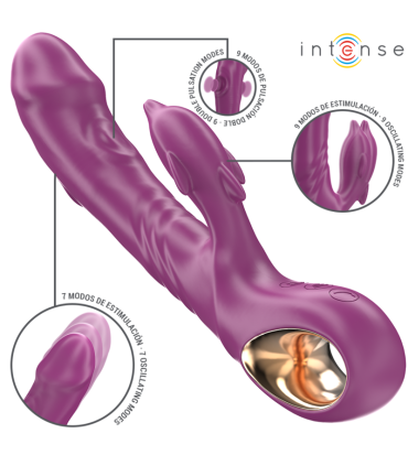 INTENSE HALLE VIBRADOR MULTIFUNCION CON LENGUA ESTIMULADORA EN FORMA DE DELFIN MORADO