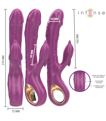 INTENSE HALLE VIBRADOR MULTIFUNCION CON LENGUA ESTIMULADORA EN FORMA DE DELFIN MORADO