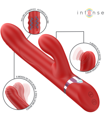 INTENSE LELE VIBRADOR MULTIFUNCION ROTATORIO OSCILACION ESTIMULACION ROJO