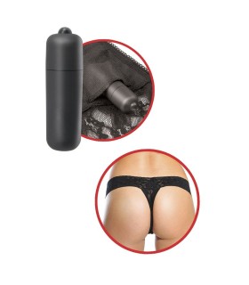 FETISH FANTASY SERIES TANGA DE ENCAJE NEGRO CON VIBRADOR