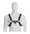 LEATHER BODY - ARNÉS CUERO AZUL Y NEGRO CHEST BULLDOG