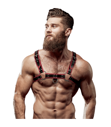 FETISH SUBMISSIVE ATTITUDE ARNES ECOPIEL PECHO HOMBRE NEGRO ROJO