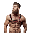 FETISH SUBMISSIVE ATTITUDE - ARNÉS ECOPIEL PECHO HOMBRE NEGRO/ROJO