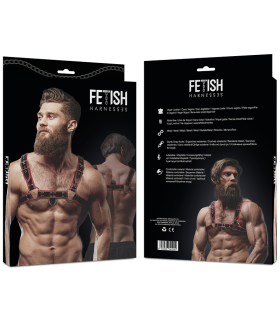FETISH SUBMISSIVE ATTITUDE ARNES ECOPIEL PECHO HOMBRE NEGRO ROJO