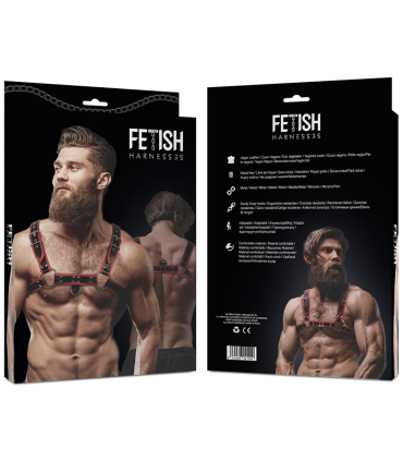 FETISH SUBMISSIVE ATTITUDE ARNES ECOPIEL PECHO HOMBRE NEGRO ROJO