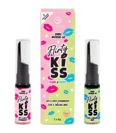 SECRETPLAY FLIRTY KISS GELES CON EFECTOS SEXO ORAL FRESA MENTA 2 x 8 GR