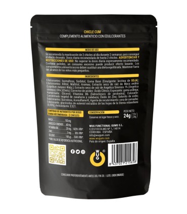 WUG CUM Chicle funcional con sabor a platano para potenciar la fertilidad vitalidad y energia masculina