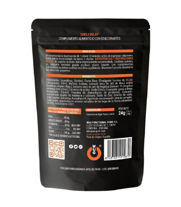 WUG DELAY Chicle funcional con Zinc Selenio y Vitamina B6 para mayor control y resistencia en los momentos intimos