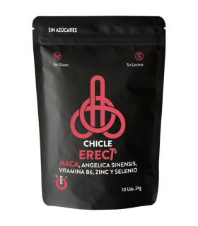 WUG ERECT Chicle funcional con Maca Zinc y Vitaminas para potenciar la energia y el rendimiento masculino