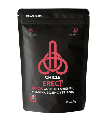 WUG ERECT Chicle funcional con Maca Zinc y Vitaminas para potenciar la energia y el rendimiento masculino