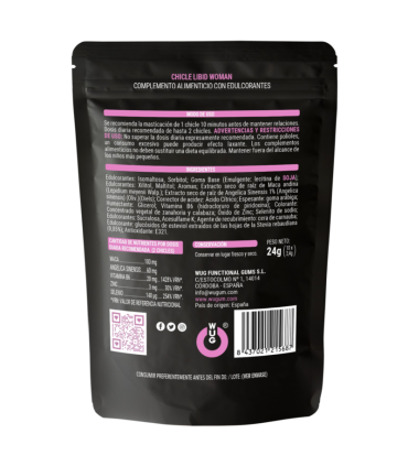 Chicle LIBID WOMAN Chicle funcional con Maca Ginseng Femenino y Zinc para potenciar la vitalidad femenina