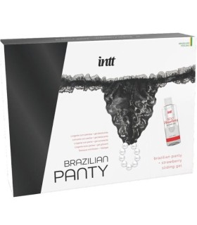 INTT RELEASES PANTY BRASILENA NEGRA CON PERLAS Y GEL LUBRICANTE 50 ML
