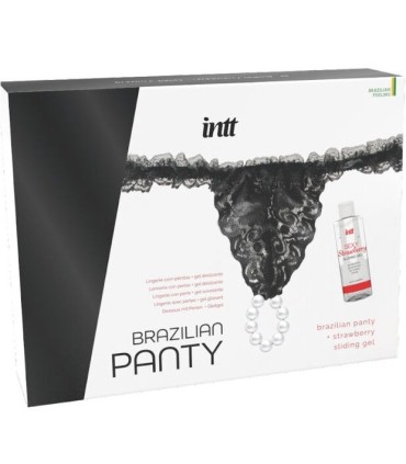 INTT RELEASES PANTY BRASILENA NEGRA CON PERLAS Y GEL LUBRICANTE 50 ML
