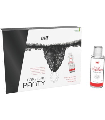 INTT RELEASES PANTY BRASILENA NEGRA CON PERLAS Y GEL LUBRICANTE 50 ML