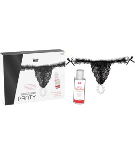 INTT RELEASES PANTY BRASILENA NEGRA CON PERLAS Y GEL LUBRICANTE 50 ML