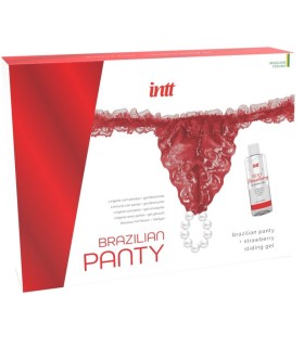 INTT RELEASES PANTY BRASILENO ROJA CON PERLAS Y GEL LUBRICANTE 50 ML