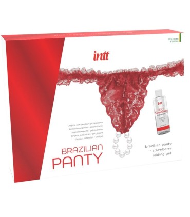 INTT RELEASES PANTY BRASILENO ROJA CON PERLAS Y GEL LUBRICANTE 50 ML