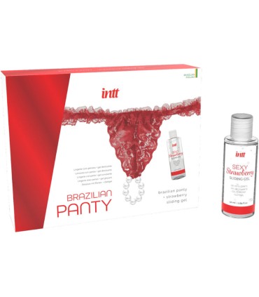 INTT RELEASES PANTY BRASILENO ROJA CON PERLAS Y GEL LUBRICANTE 50 ML