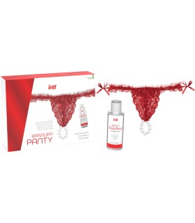 INTT RELEASES PANTY BRASILENO ROJA CON PERLAS Y GEL LUBRICANTE 50 ML