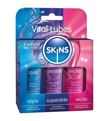SKINS VITAL LUBES KIT LUBRICANTES AQUA SUPERSLIDE EXCITE 3 x 12 ML